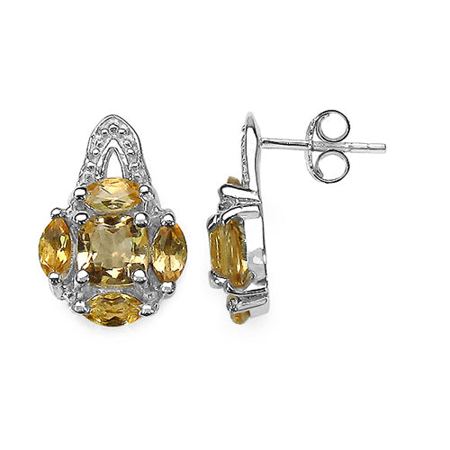 1.52 Carat Genuine Citrine .925 Sterling Silver Earrings