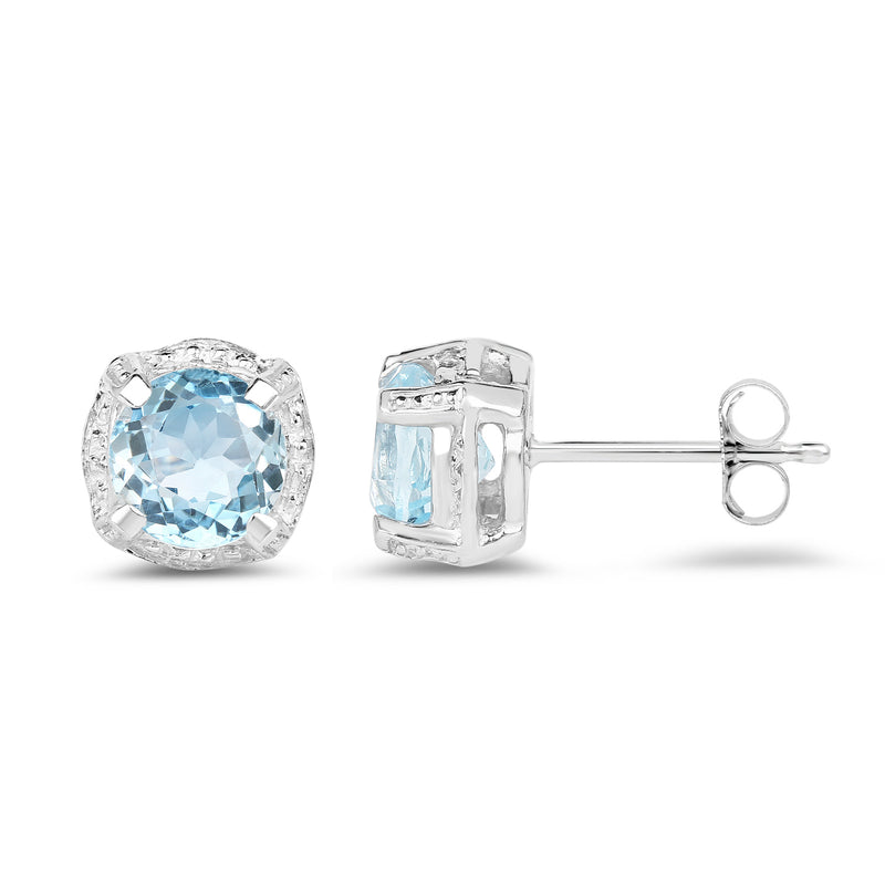 1.90 Carat Genuine Blue Topaz .925 Sterling Silver Earrings