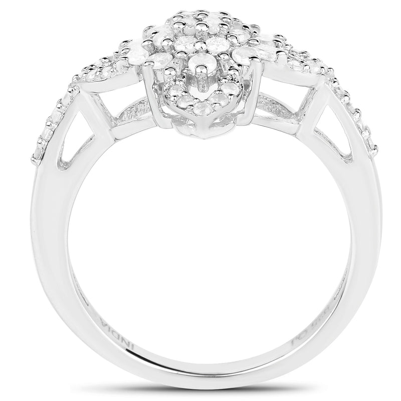 0.55 Carat Genuine White Diamond .925 Sterling Silver Ring