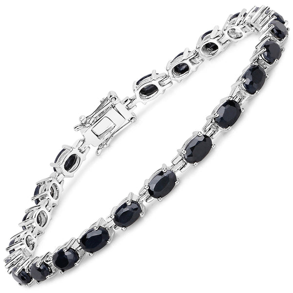 10.56 Carat Genuine Blue Sapphire .925 Sterling Silver Bracelet