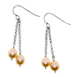 Fresh Water Pearl Dangle Earrings Sterling Silver