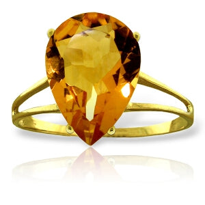 5 Carat 14K Solid Yellow Gold Just As Well Citrine Ring