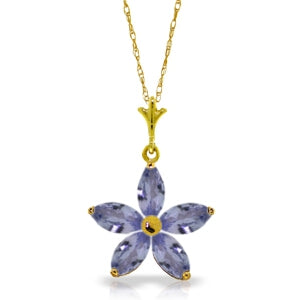 1.4 Carat 14K Solid Yellow Gold Necklace Natural Tanzanite