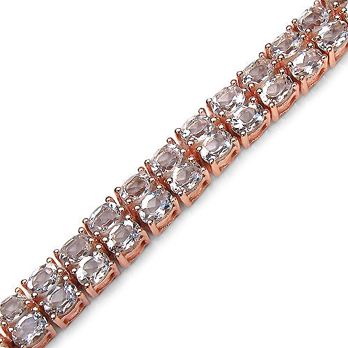 14K Rose Gold Plated 12.00 Carat Genuine Morganite .925 Sterling Silver Bracelet