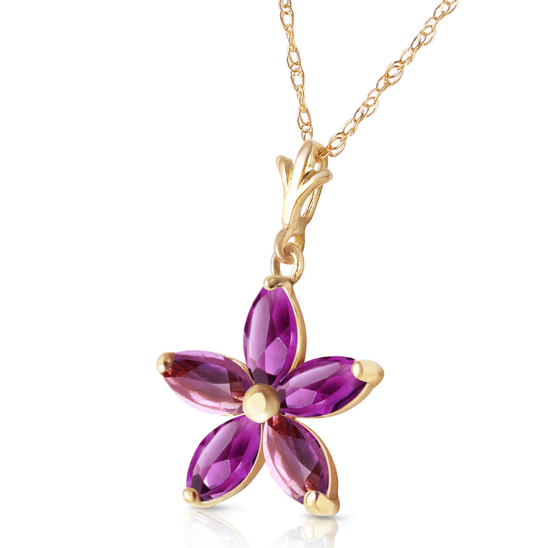 1.4 Carat 14K Solid Yellow Gold Tendency To Love Amethyst Necklace