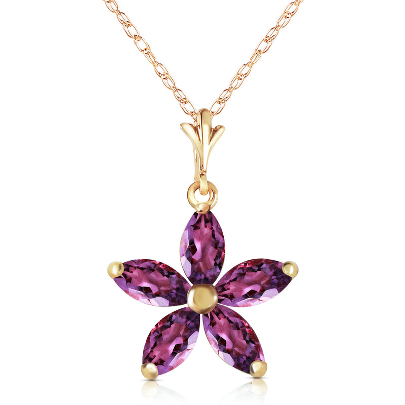 1.4 Carat 14K Solid Yellow Gold Tendency To Love Amethyst Necklace