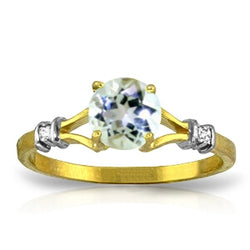 1.02 Carat 14K Solid Yellow Gold Visible Love Aquamarine Diamond Ring