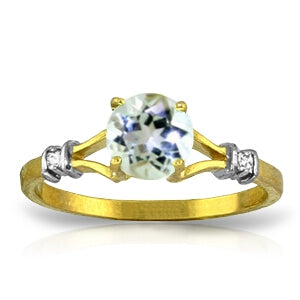 1.02 Carat 14K Solid Yellow Gold Visible Love Aquamarine Diamond Ring