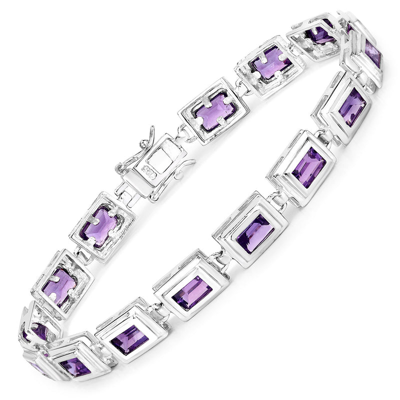 7.50 Carat Genuine Amethyst .925 Sterling Silver Bracelet