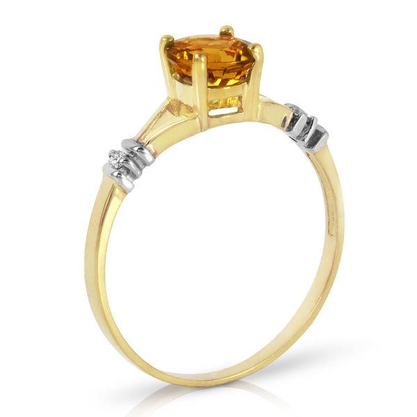 1.02 Carat 14K Solid Yellow Gold Tremendously Lovely Citrine Diamond Ring