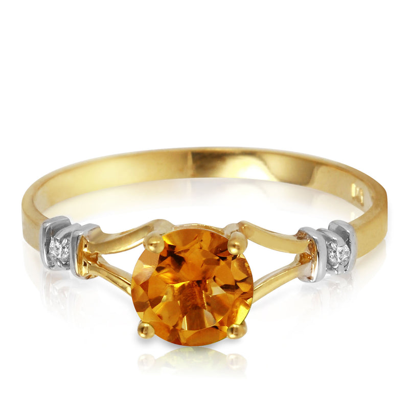 1.02 Carat 14K Solid Yellow Gold Tremendously Lovely Citrine Diamond Ring