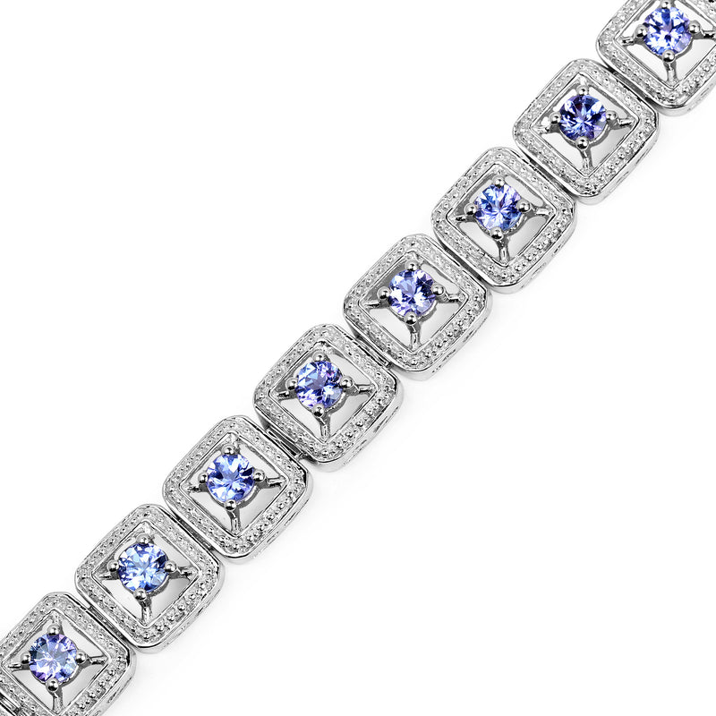 4.14 Carat Genuine Tanzanite .925 Sterling Silver Bracelet