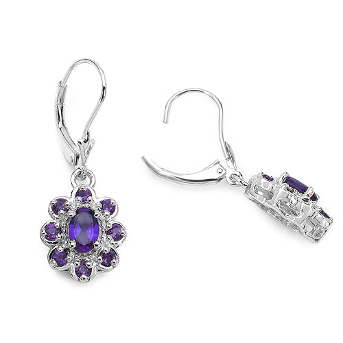 1.36 Carat Genuine Amethyst .925 Sterling Silver Earrings