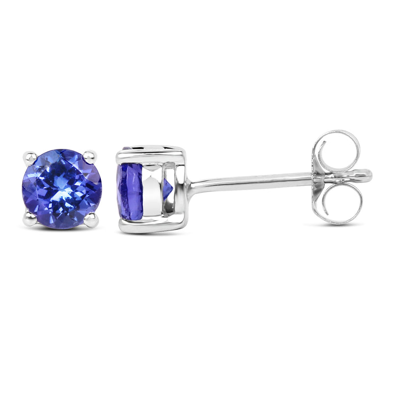 0.94 Carat Genuine Tanzanite 14K White Gold Earrings