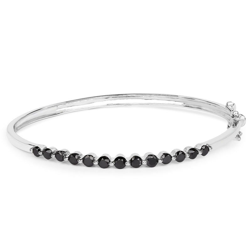 1.96 Carat Genuine Black Diamond .925 Sterling Silver Bangle