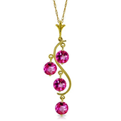 2.25 Carat 14K Solid Yellow Gold Depth Pink Topaz Necklace