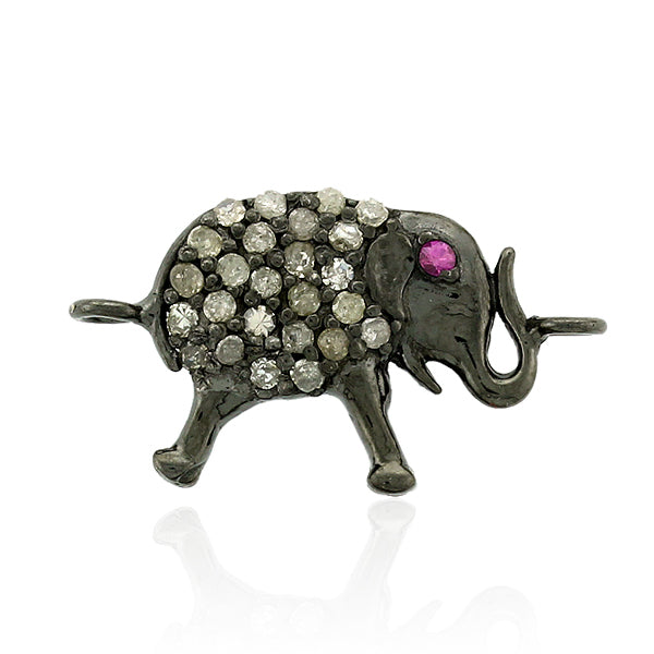 Elephant Connector Finding Gemstone 0.27ct Diamond Sterling Silver Jewelry