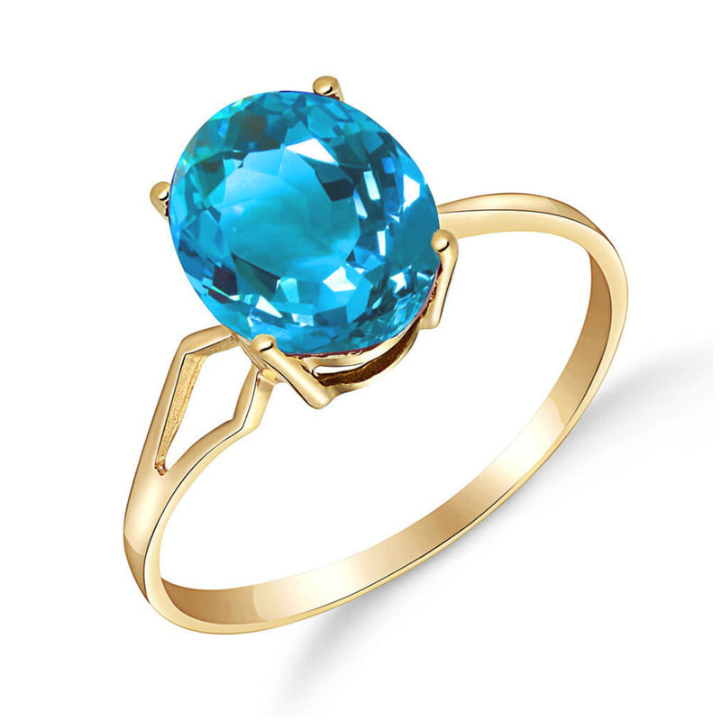 2.2 Carat 14K Solid Yellow Gold Party Themed Blue Topaz Ring