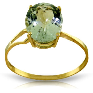 2.2 Carat 14K Solid Yellow Gold Ring Checkerboard Cut Green Amethyst