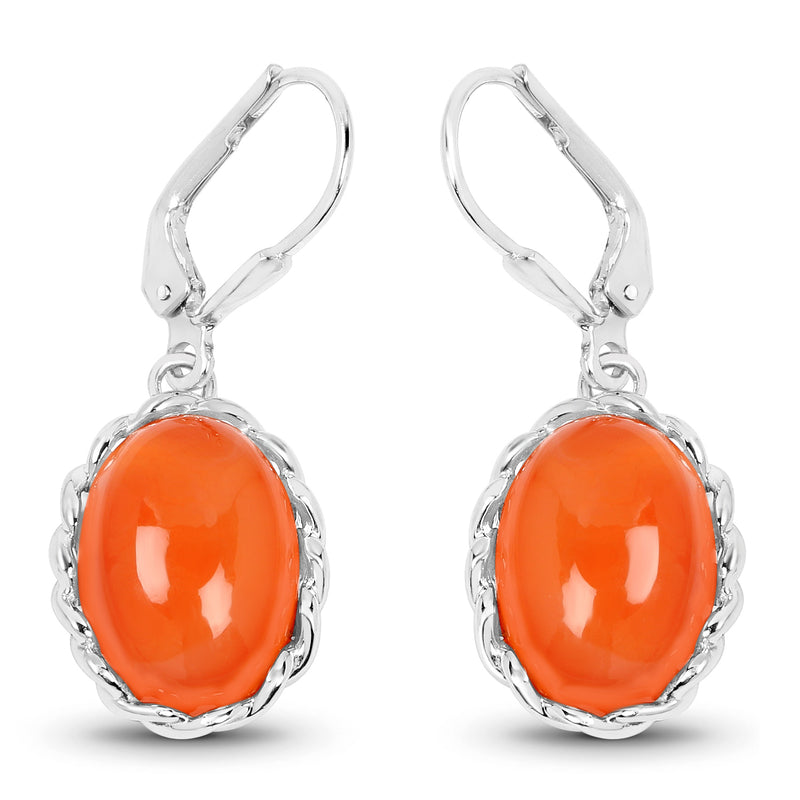 11.16 Carat Genuine Carnelian .925 Sterling Silver Earrings