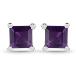 0.80 Carat Genuine Amethyst .925 Sterling Silver Earrings