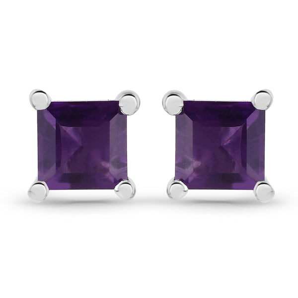 0.80 Carat Genuine Amethyst .925 Sterling Silver Earrings