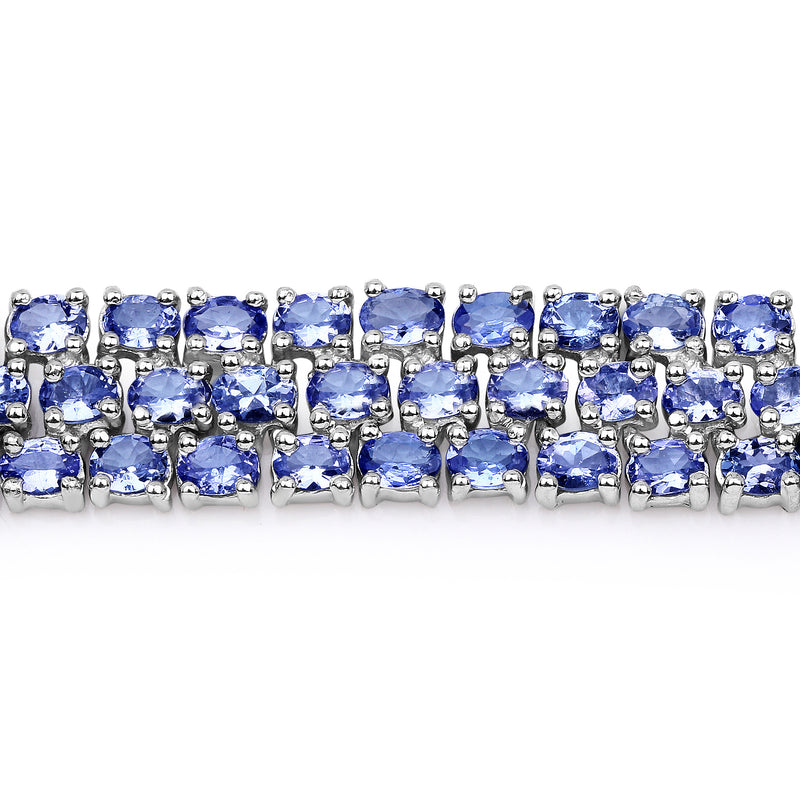 22.27 Carat Genuine Tanzanite .925 Sterling Silver Bracelet