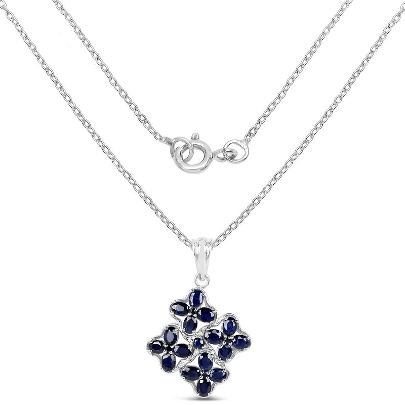 3.68 Carat Genuine Blue Sapphire .925 Sterling Silver Pendant