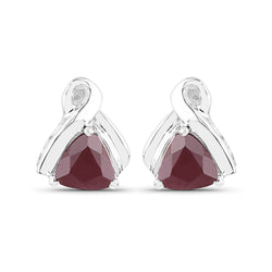 1.60 Carat Genuine Ruby Sterling Silver Earrings