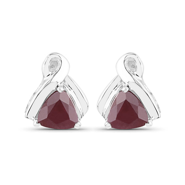 1.60 Carat Genuine Ruby Sterling Silver Earrings