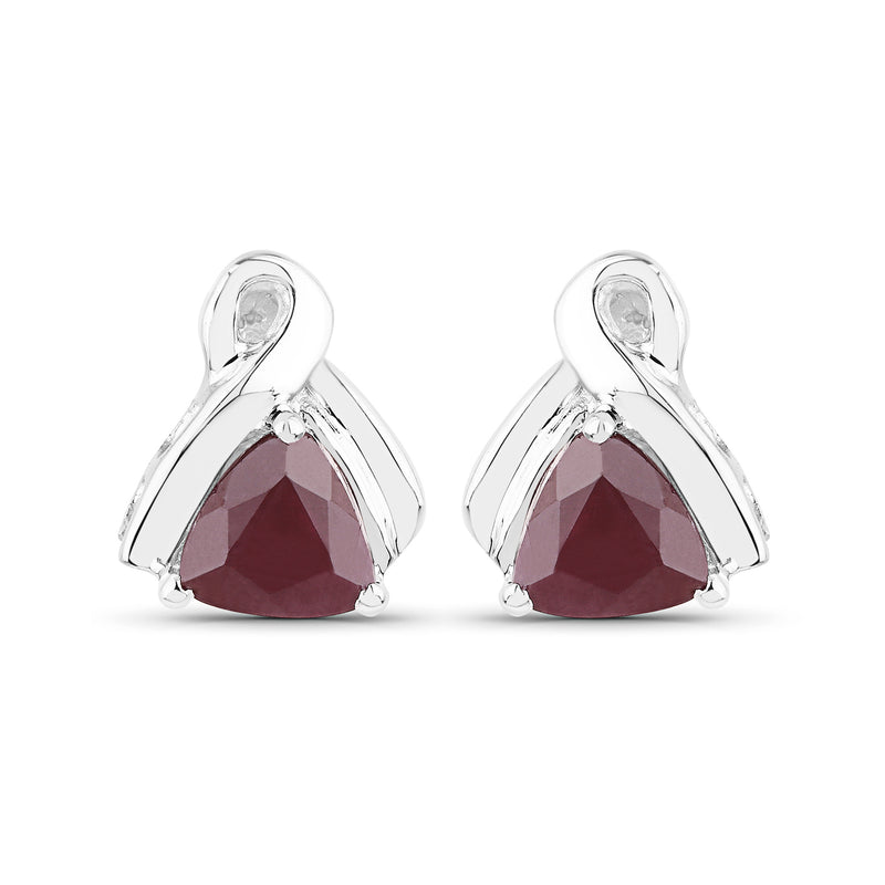 1.60 Carat Genuine Ruby Sterling Silver Earrings