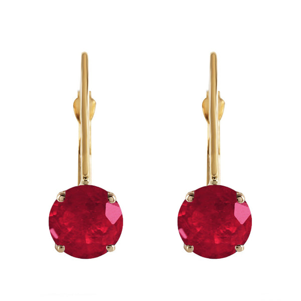 1.2 Carat 14K Solid Yellow Gold Fire Flame Ruby Earrings