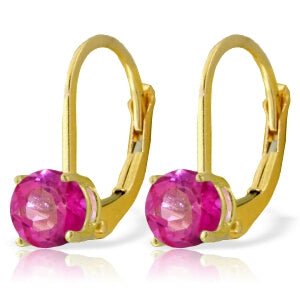 1.3 Carat 14K Solid Yellow Gold Ageless Pink Topaz Earrings