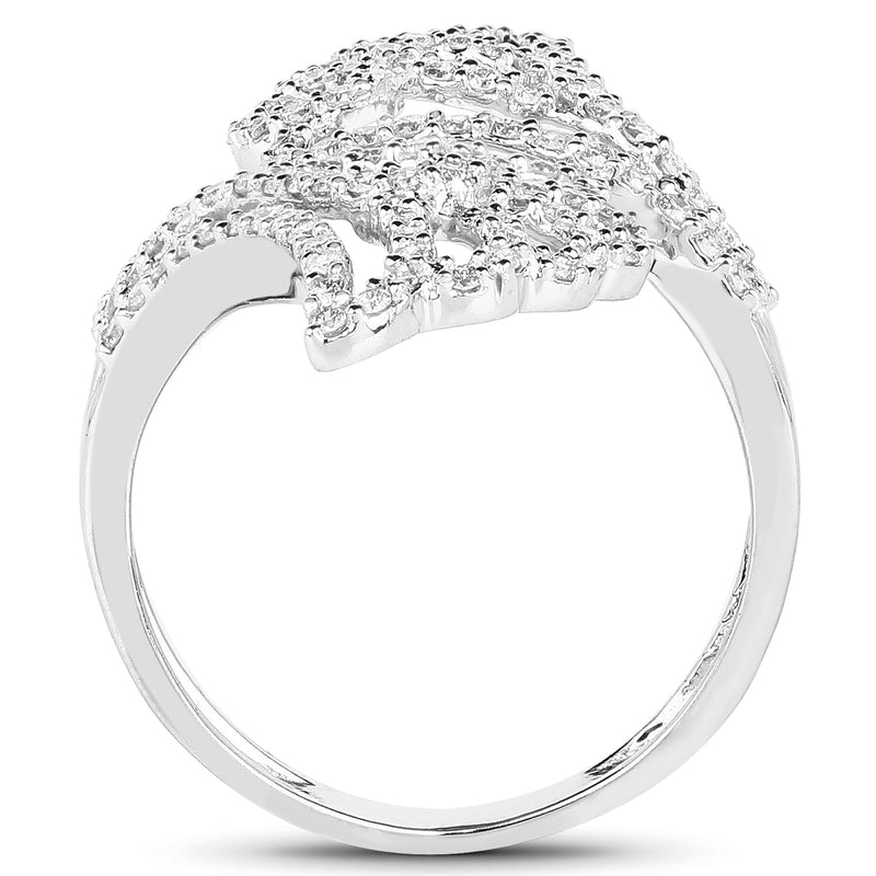 0.76 Carat Genuine White Diamond 14K White Gold Ring (G-H Color, SI1-SI2 Clarity)