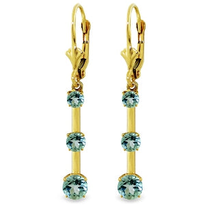 2.5 Carat 14K Solid Yellow Gold Generoity Blue Topaz Earrings