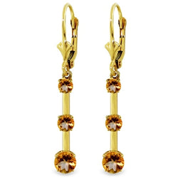 2.5 Carat 14K Solid Yellow Gold Generoity Citrine Earrings