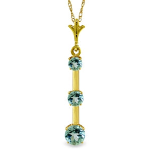 1.25 Carat 14K Solid Yellow Gold Lawrence Blue Topaz Necklace