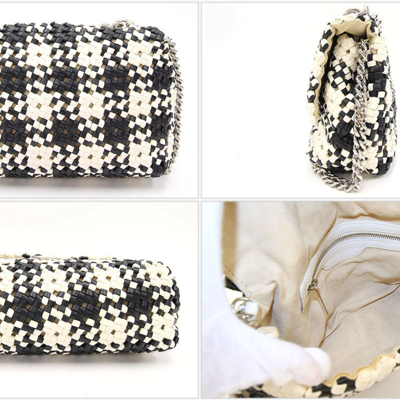 Stella McCartney Shoulder Bag Black White Eco Leather Women's Chain