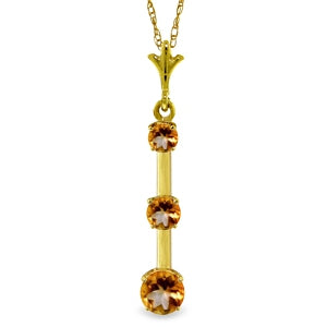 1.25 Carat 14K Solid Yellow Gold Ray Of Hope Citrine Necklace