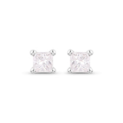 0.12 Carat Genuine White Diamond 14K White Gold Earrings