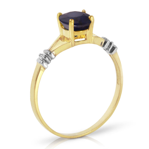 1.02 Carat 14K Solid Yellow Gold Purge Your Soul Sapphire Diamond Ring