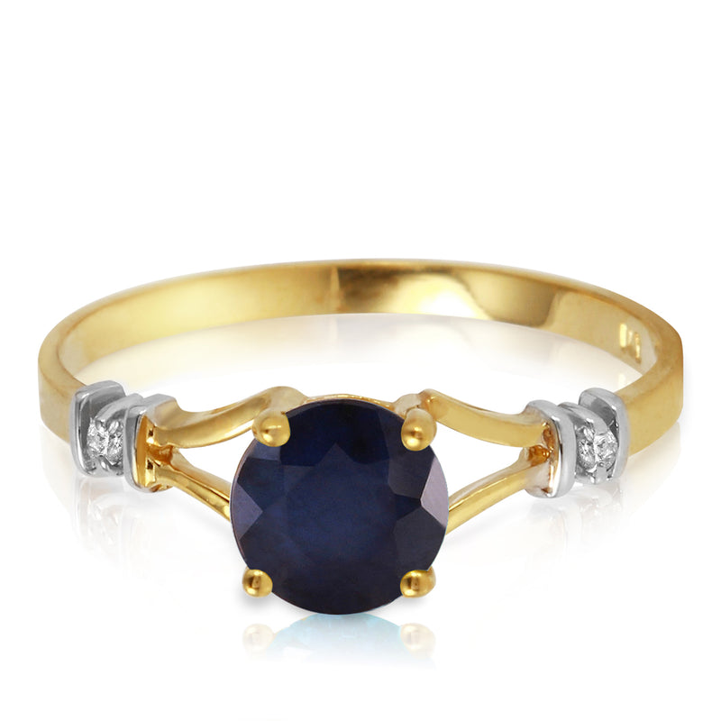 1.02 Carat 14K Solid Yellow Gold Purge Your Soul Sapphire Diamond Ring