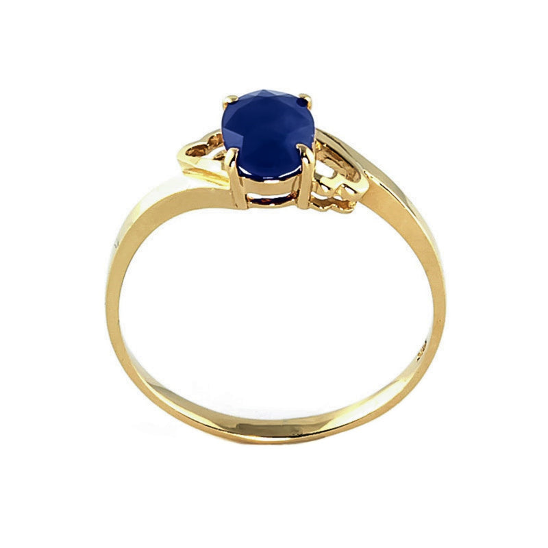 1 Carat 14K Solid Yellow Gold Rings Natural Sapphire