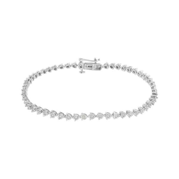 .925 Sterling Silver 1/2 cttw 3 Prong Set Diamond Martini Style Tennis Bracelet (I-J Clarity, I3 Color) - Size 7.25"