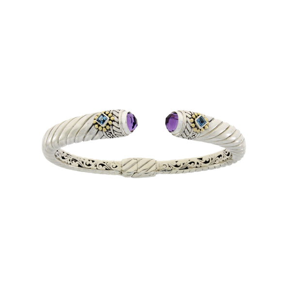 Amethyst Bangle Bracelet Sterling Silver 18KT Gold