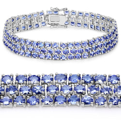 22.27 Carat Genuine Tanzanite .925 Sterling Silver Bracelet