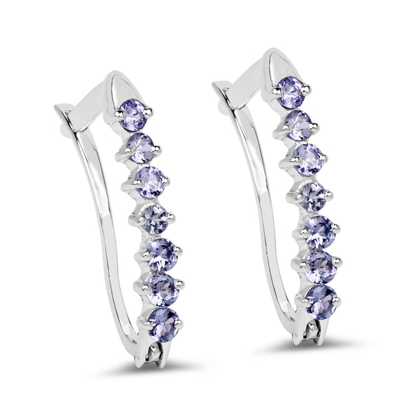 0.98 Carat Genuine Tanzanite .925 Sterling Silver Earrings