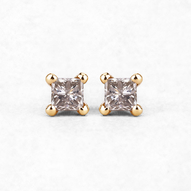 0.31 Carat Genuine Champagne Diamond 14K Yellow Gold Earrings (SI1-SI2)