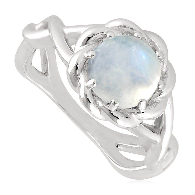 Natural Moonstone Band Ring Sterling Silver Jewelry