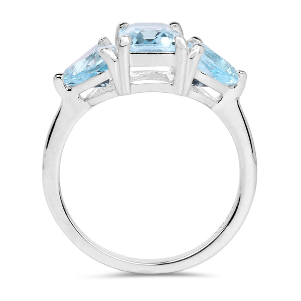 3.45 Carat Genuine Blue Topaz .925 Sterling Silver Ring